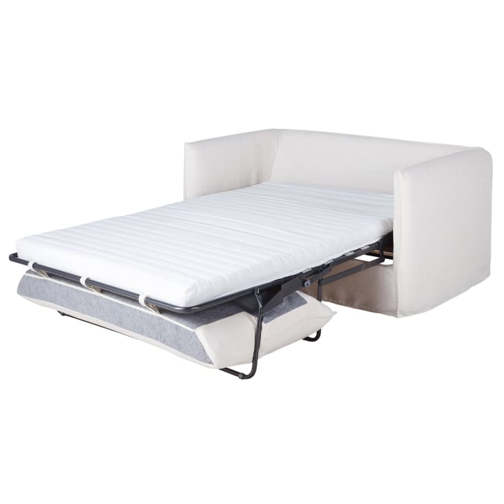 Maisons du Monde Louvain - Sofá cama de 2 plazas de tela blanca efecto lino colchón 10 cm Ofertas