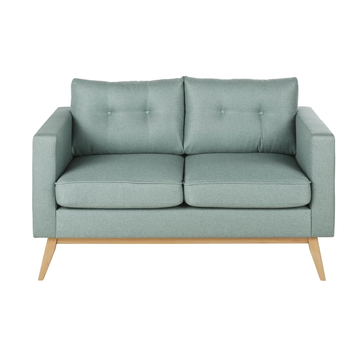 Maisons du Monde Brooke - Sofá de tela de 2 plazas verde agua moteado