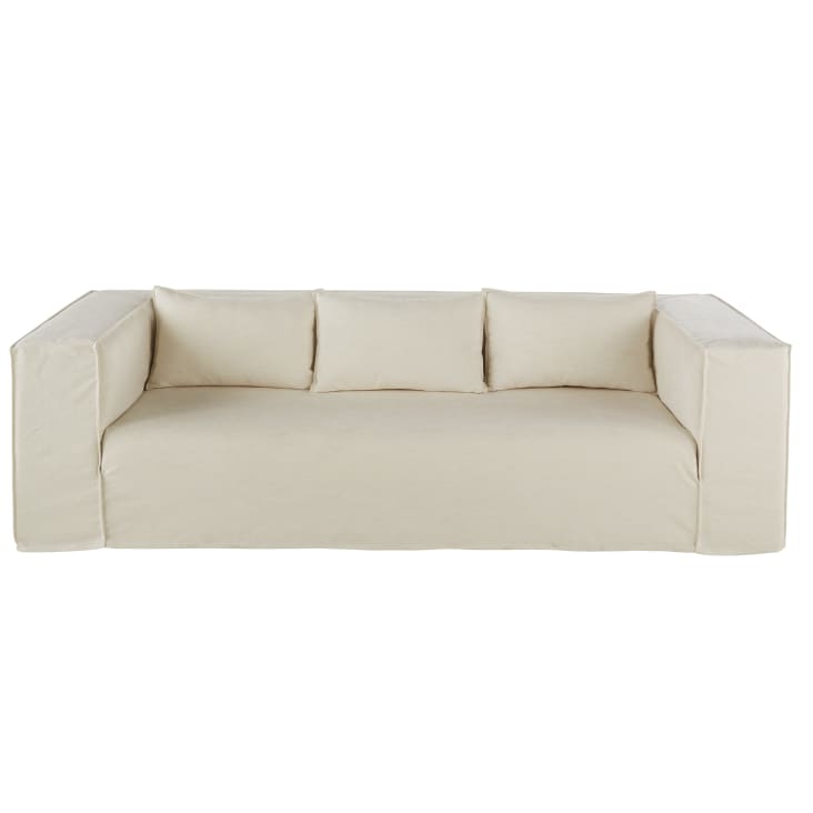 Maisons du Monde Lena - Sofá de 3/4 plazas de tela beige