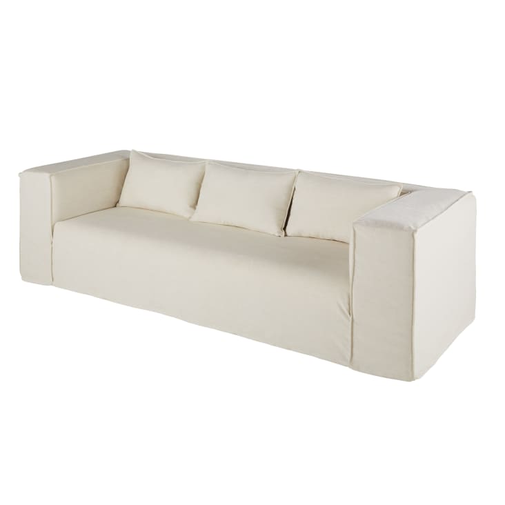 Maisons du Monde Lena - Sofá de 3/4 plazas de tela beige Rebajas de fábrica