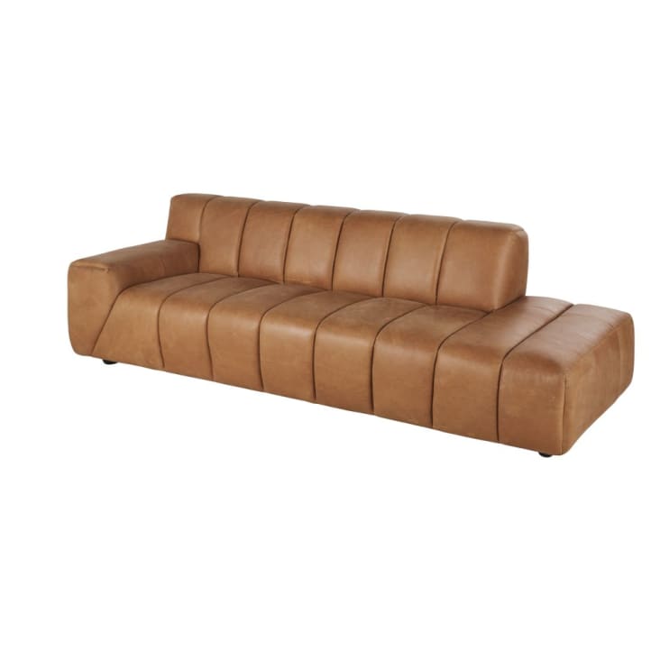 Maisons du Monde Snoop - Sofá de 3/4 plazas de cuero color caramelo Los más vendidos