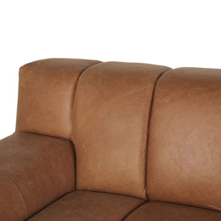 Maisons du Monde Snoop - Sofá de 3/4 plazas de cuero color caramelo Los más vendidos