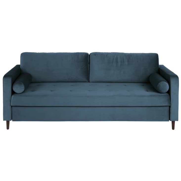 Maisons du Monde Olivia - Sofá cama de 3/4 plazas de terciopelo azul