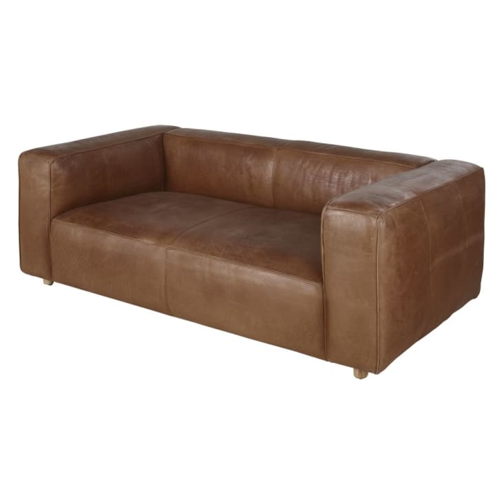 Maisons du Monde Neo John - Sofá de 3/4plazas de cuero marrón Descuento