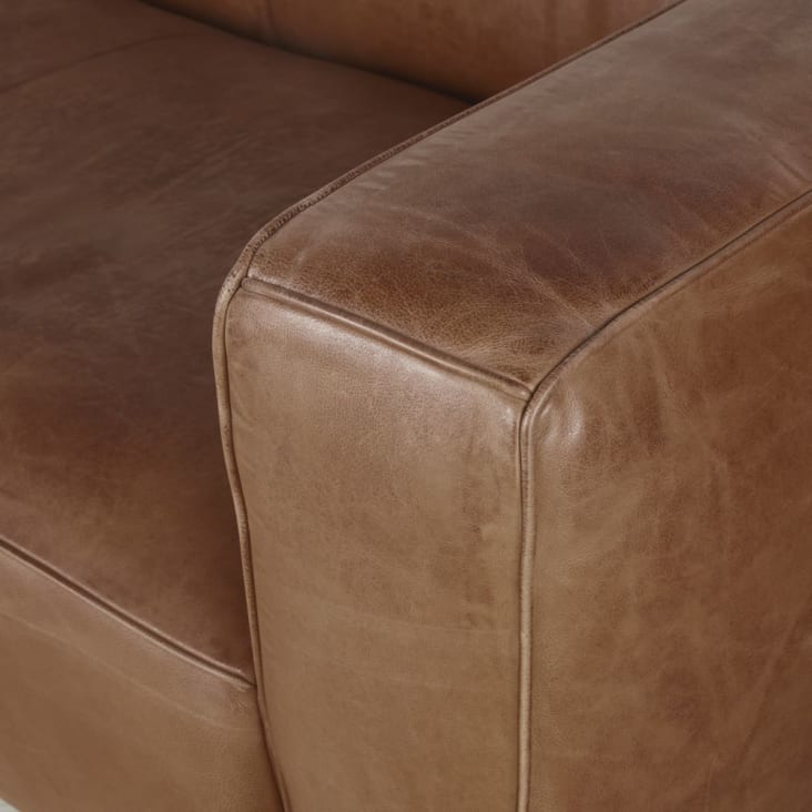 Maisons du Monde Neo John - Sofá de 3/4plazas de cuero marrón Descuento