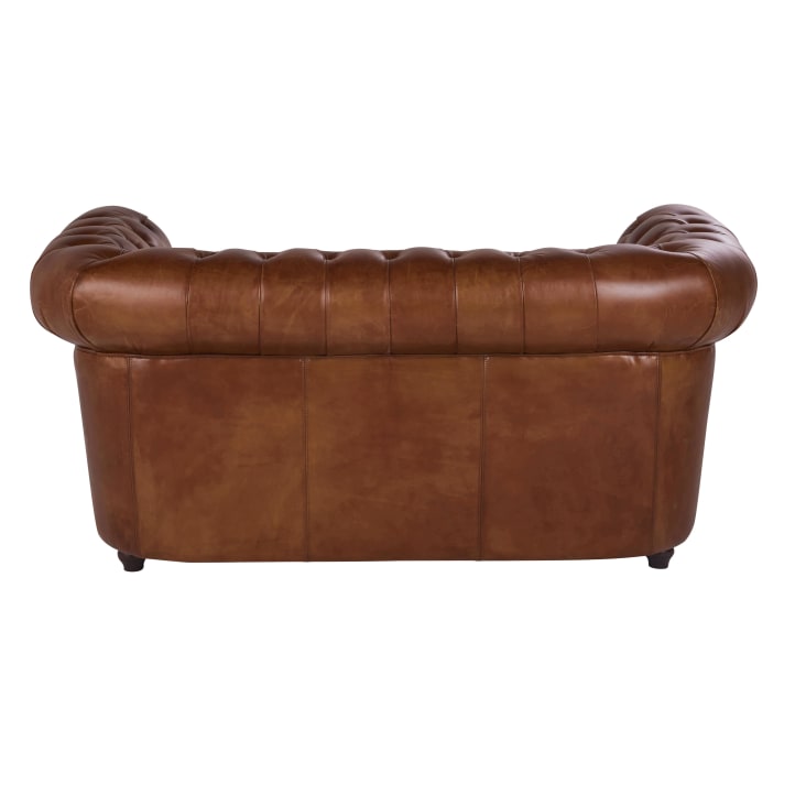 Maisons du Monde Chesterfield - Sofá capitoné de 2 plazas de cuero marrón Tienda