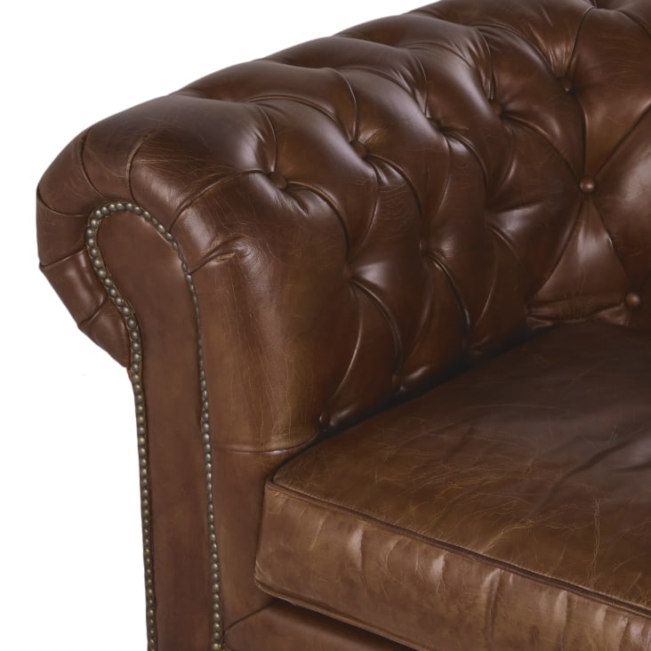 Maisons du Monde Chesterfield - Sofá capitoné de 2 plazas de cuero marrón Tienda