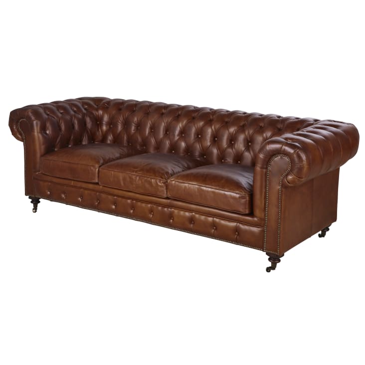 Maisons du Monde Chesterfield - Sofá capitoné vintage de 4 plazas de cuero marrón Mejor oferta