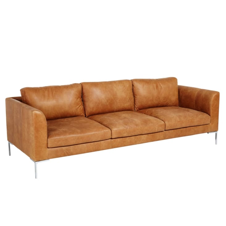 Maisons du Monde Hayden - Sofá de 3 plazas de piel camel Rebajas top