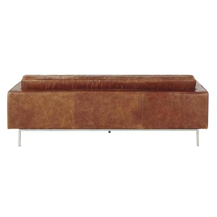 Maisons du Monde Mikado - Sofá capitoné de 3 plazas de cuero marrón Oferta especial