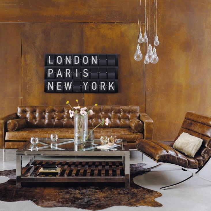 Maisons du Monde Mikado - Sofá capitoné de 3 plazas de cuero marrón Oferta especial