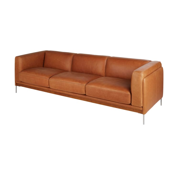 Maisons du Monde Sheffield - Sofá de de 4 plazas de cuero marrón y patas de acero inoxidable COMPRAR AHORA