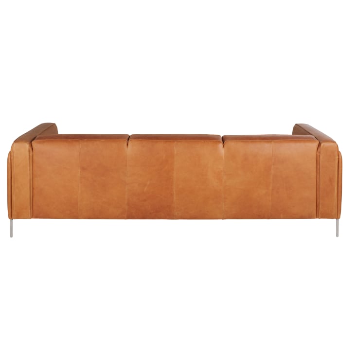 Maisons du Monde Sheffield - Sofá de de 4 plazas de cuero marrón y patas de acero inoxidable COMPRAR AHORA
