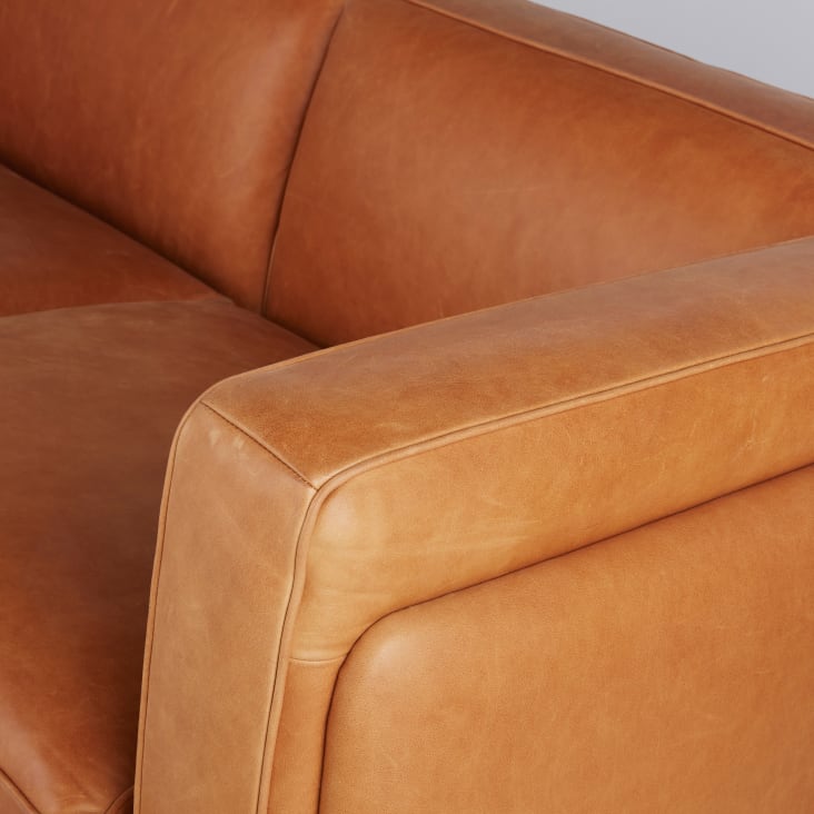 Maisons du Monde Sheffield - Sofá de de 4 plazas de cuero marrón y patas de acero inoxidable COMPRAR AHORA