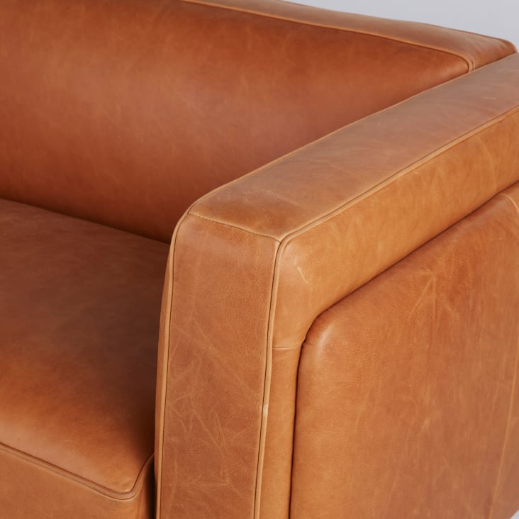 Maisons du Monde Sheffield - Sofá de 3 plazas de cuero marrón Último día