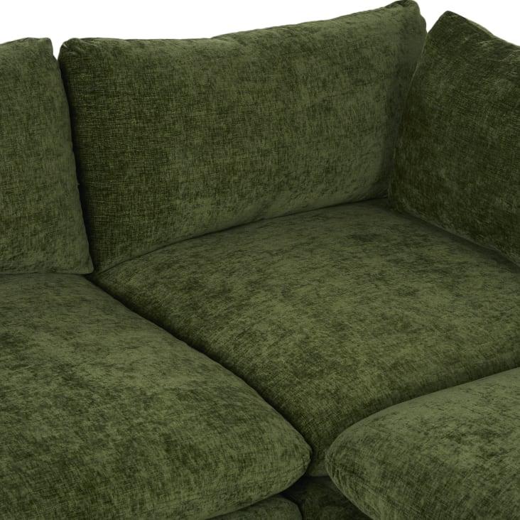 Maisons du Monde Sunset - Sofá rinconera derecha de 5/6 plazas de tela de chenilla verde Precio de fábrica