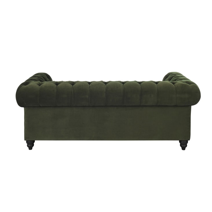 Maisons du Monde Chesterfield - Sofá de 3/4 plazas de terciopelo de algodón verde Promoción por tiempo limitado