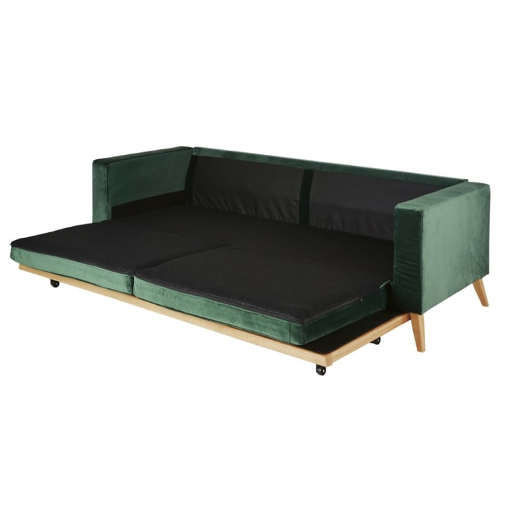 Maisons du Monde Brooke - Sofá cama de estilo escandinavo de 3/4 plazas de terciopelo verde Solo hoy