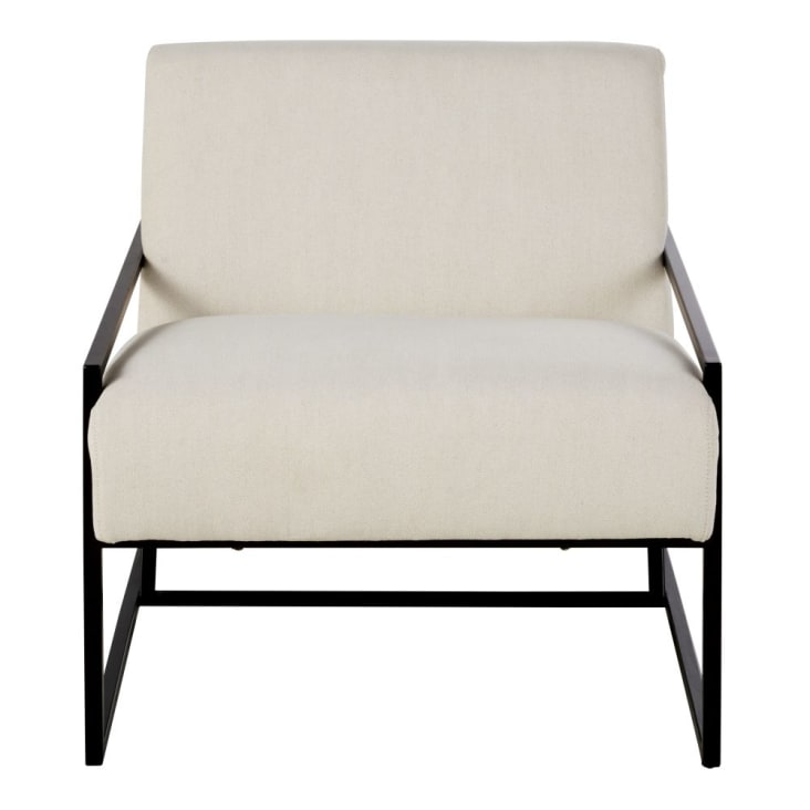 Maisons du Monde Citizen - Sillón de algodón beige y patas de acero negro Grandes descuentos