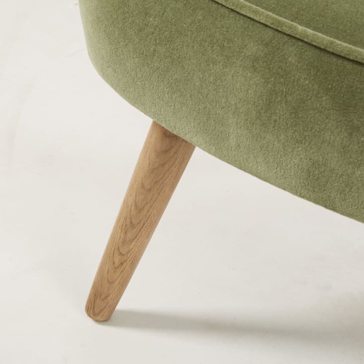 Maisons du Monde Sao Paulo - Sillón de terciopelo verde caqui con efecto envejecido Limitado a 3 días