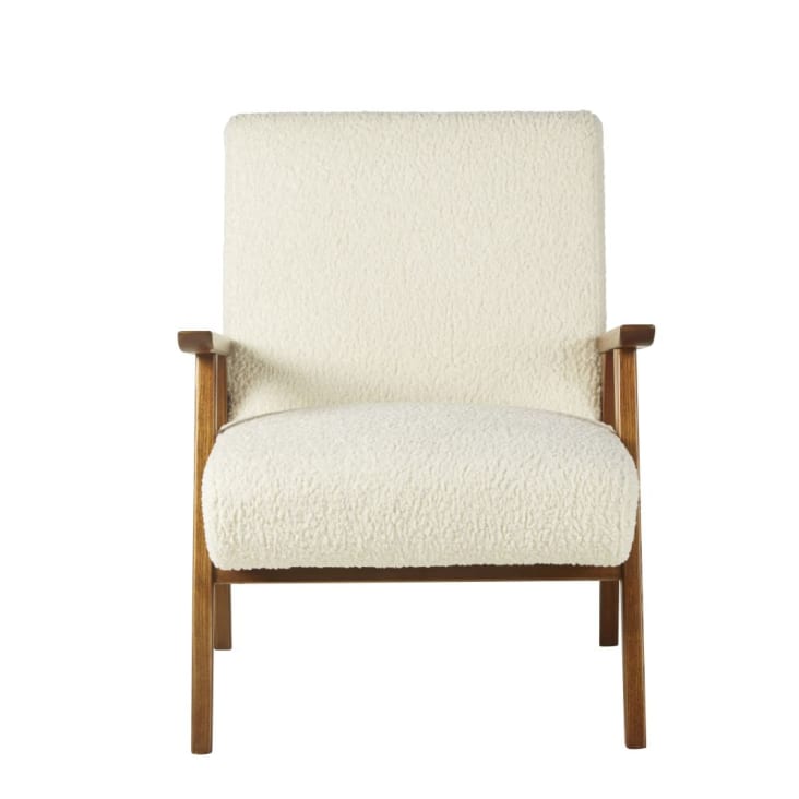 Maisons du Monde Hermann - Sillón de rizo blanco y fresno macizo Ahorra y exporta
