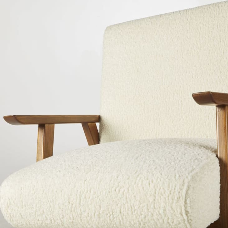 Maisons du Monde Hermann - Sillón de rizo blanco y fresno macizo Ahorra y exporta