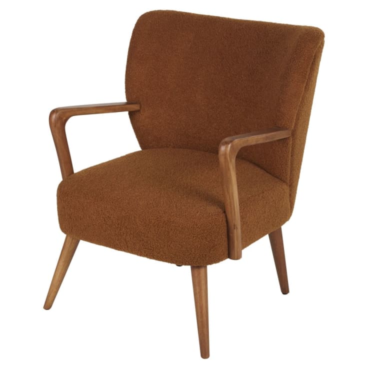 Maisons du Monde Meyer - Sillón de rizo de color ladrillo En oferta