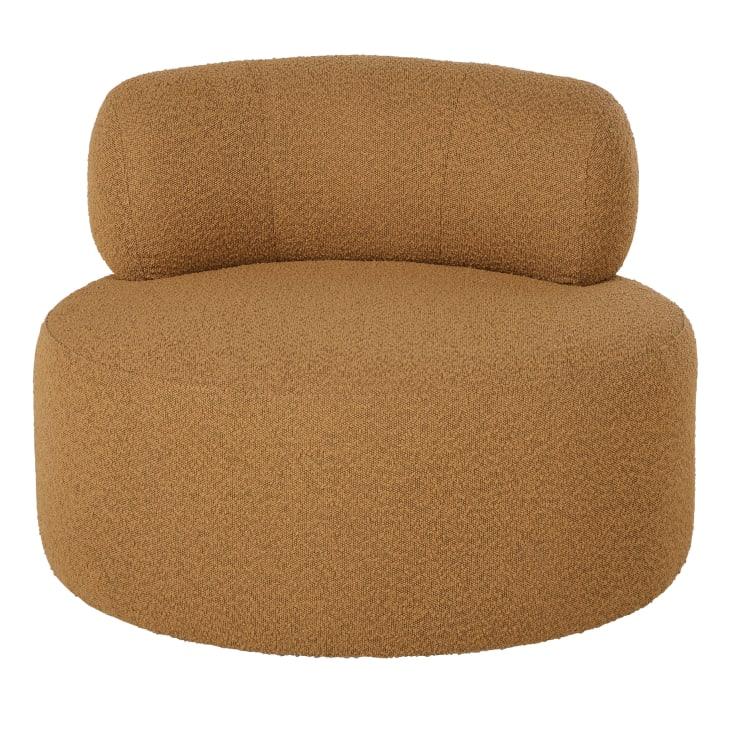 Maisons du Monde Swivel - Sillón giratorio de tela ocre efecto lana rizada Libre de impuestos