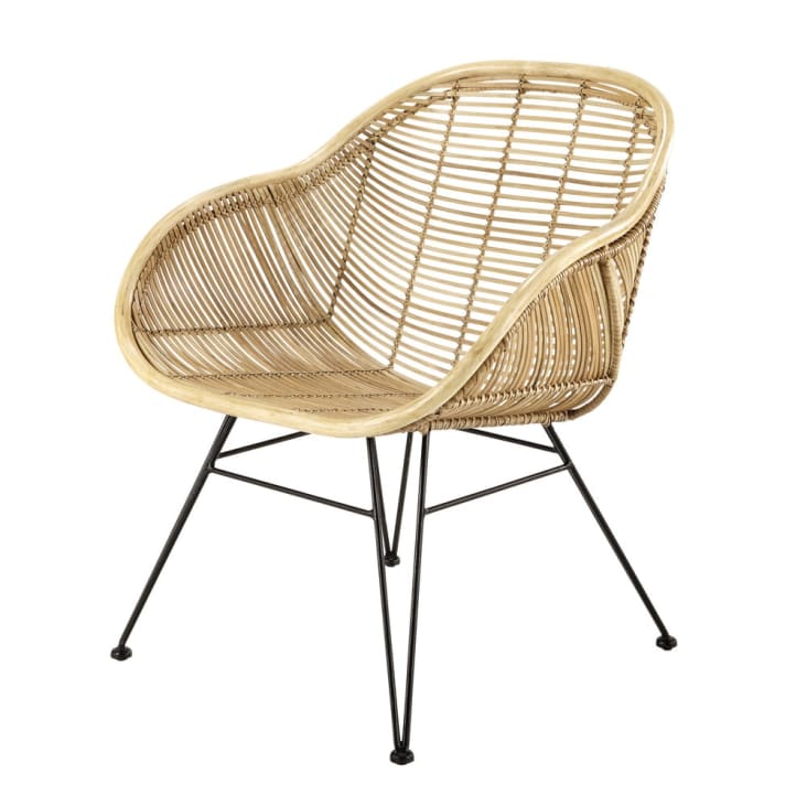 Maisons du Monde Pitaya - Silla de mimbre y patas de acero negro Oferta exclusiva