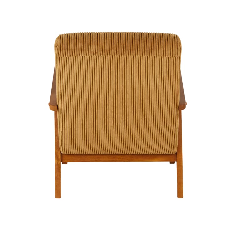 Maisons du Monde Hermann - Sillón vintage de madera de haya y pana amarillo mostaza Ofertas de temporada