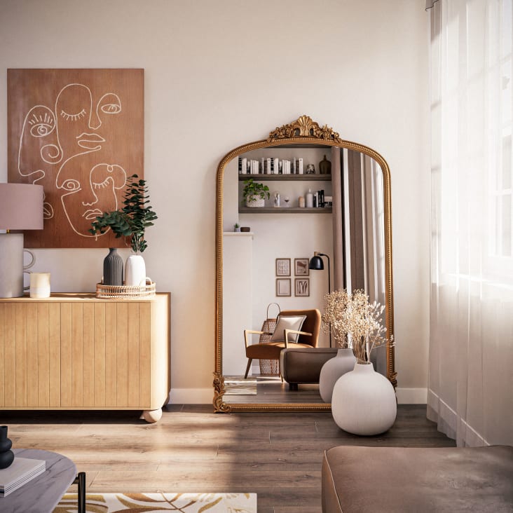 Maisons du Monde OMERA - Espejo grande dorado con efecto envejecido 119x194 2025