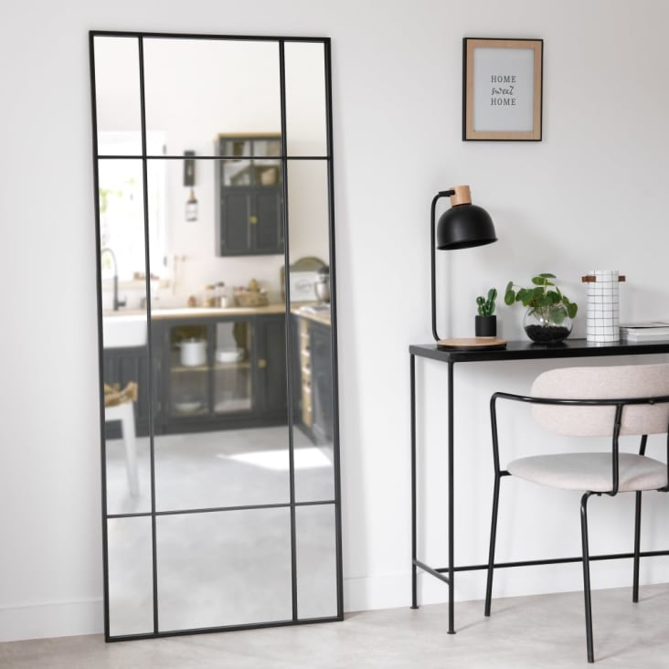 Maisons du Monde OKLAHOMA - Espejo grande de metal negro 70 x 170 Venta caliente