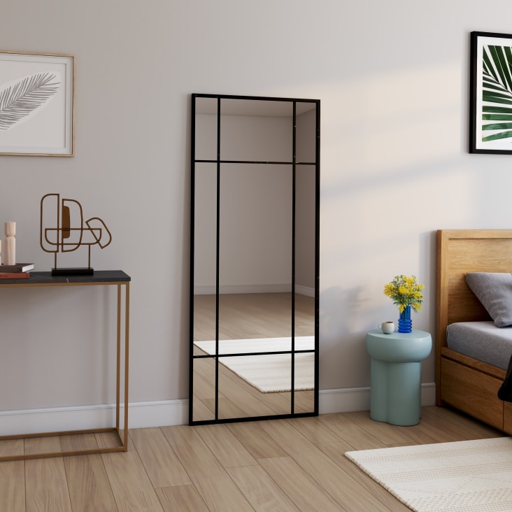 Maisons du Monde OKLAHOMA - Espejo grande de metal negro 70 x 170 Venta caliente