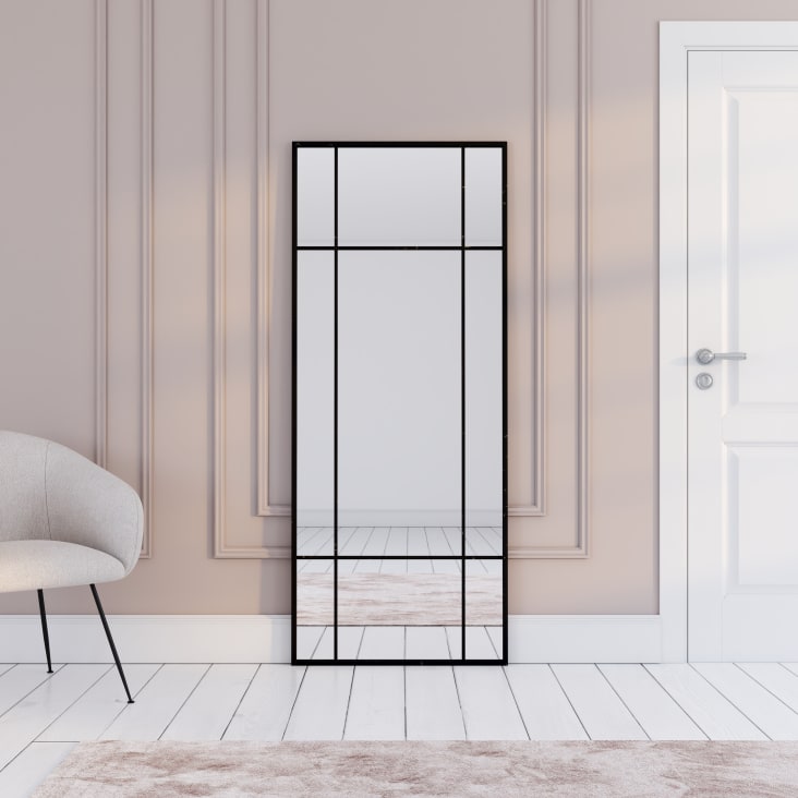 Maisons du Monde OKLAHOMA - Espejo grande de metal negro 70 x 170 Venta caliente