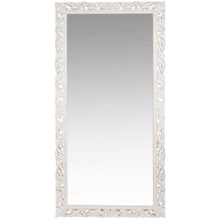 Maisons du Monde LOMBOK - Espejo de mango tallado blanco 90x180 Gran oferta