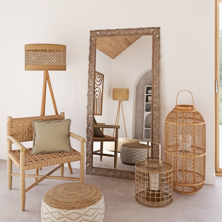 Maisons du Monde LOMBOK - Espejo grande de mango tallado 90x180 Tienda
