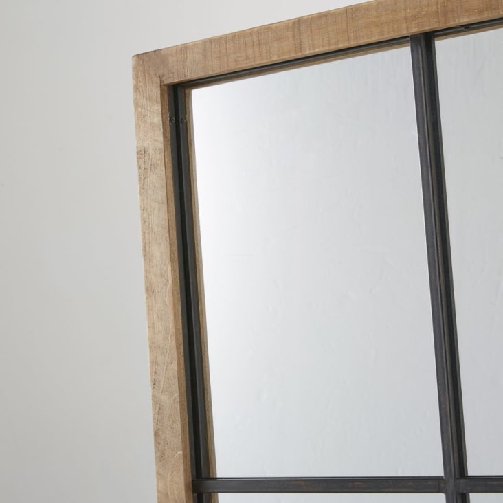 Maisons du Monde DENYS - Espejo ventana de pino y metal con efecto envejecido 121x165 Oferta especial