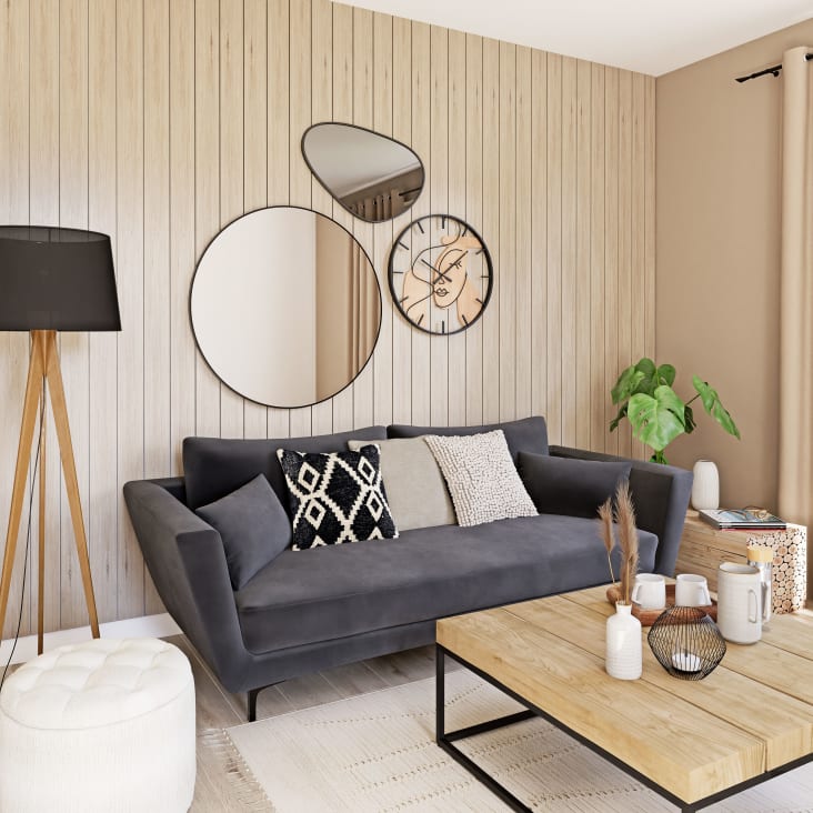 Maisons du Monde CLEMENT - Espejo de metal negro D.90 Últimos 2 días