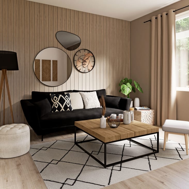 Maisons du Monde CLEMENT - Espejo de metal negro D.90 Últimos 2 días