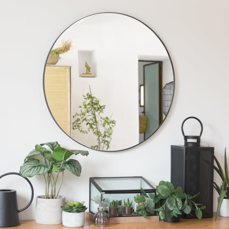 Maisons du Monde CLEMENT - Espejo de metal negro D.90 Últimos 2 días