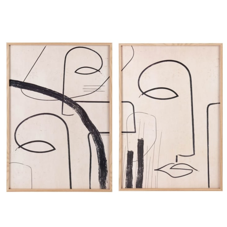 Maisons du Monde VINCENT - Díptico con estampado abstracto beige negro y marrón 84 x 60