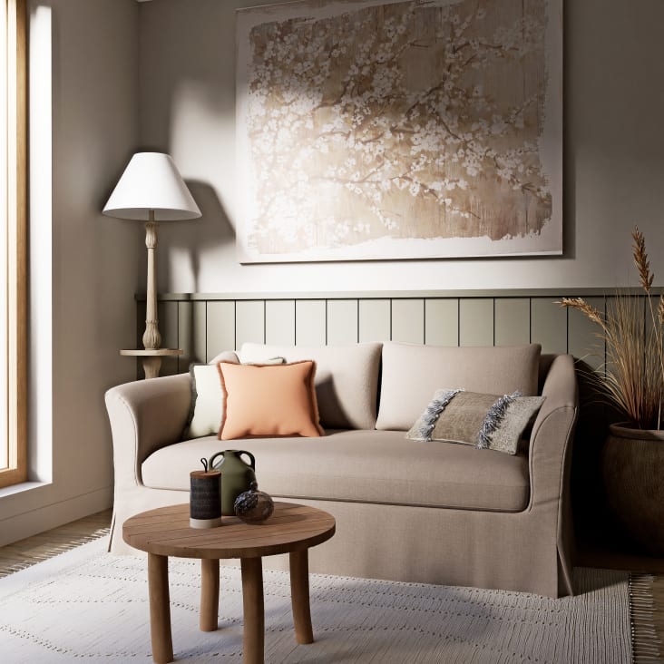 Maisons du Monde NORA - Lienzo de lino con estampado floral 152x122 Liquidación
