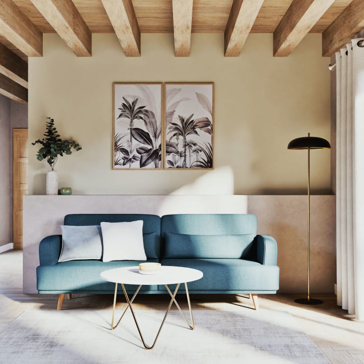 Maisons du Monde SORIANO - Díptico con estampado de jungla blanco gris y beige 104 x 90 Limitado a 3 días