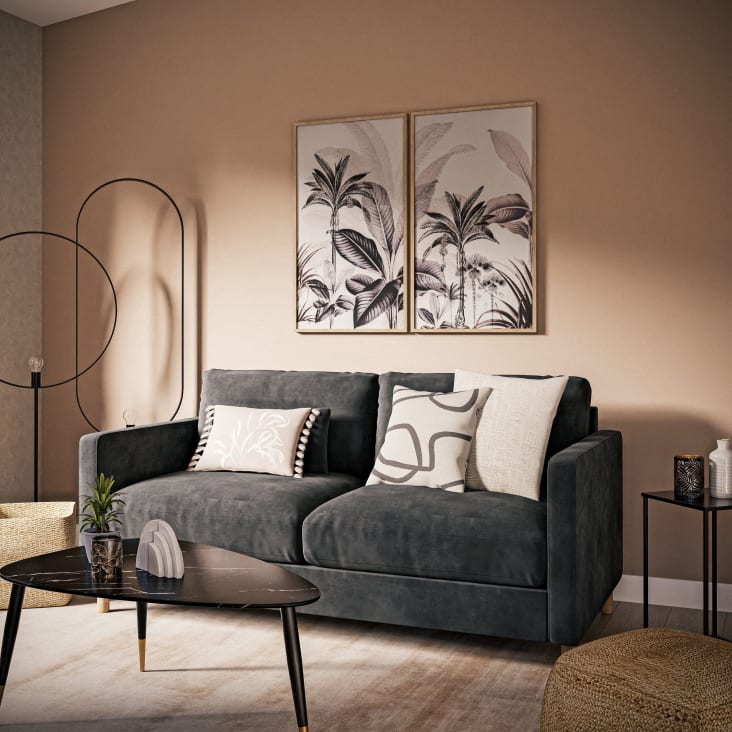 Maisons du Monde SORIANO - Díptico con estampado de jungla blanco gris y beige 104 x 90 Limitado a 3 días