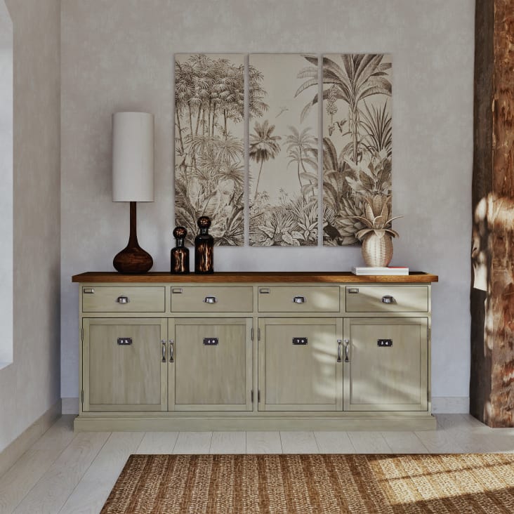 Maisons du Monde PARADISE - Tríptico con lienzo con estampado de jungla negro y beige 45 x 120 Descuentos del mes