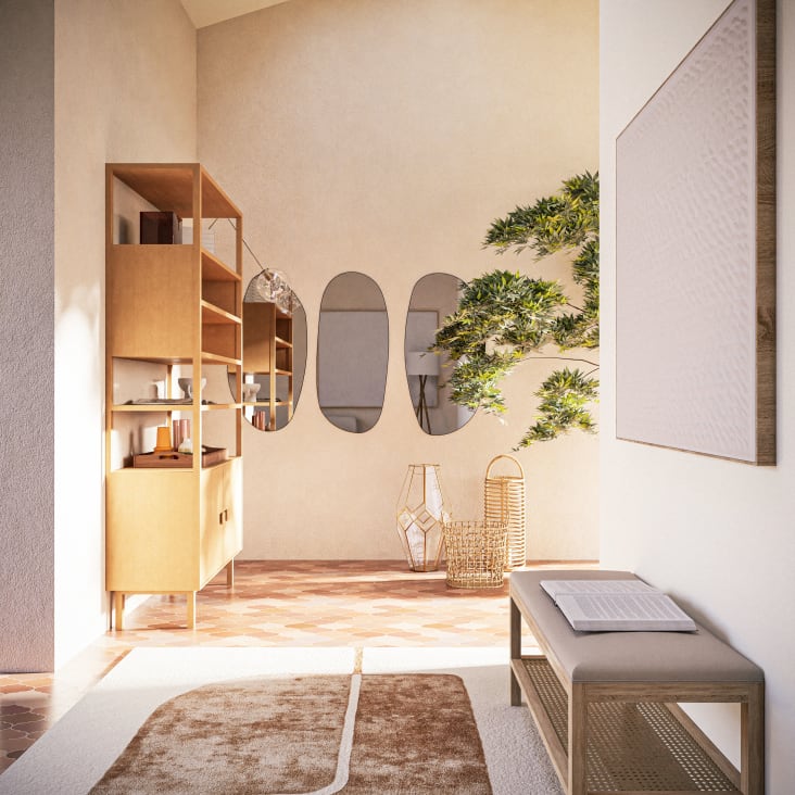 Maisons du Monde RIVIA - Lienzo pintado blanco 100x100 Oferta exclusiva