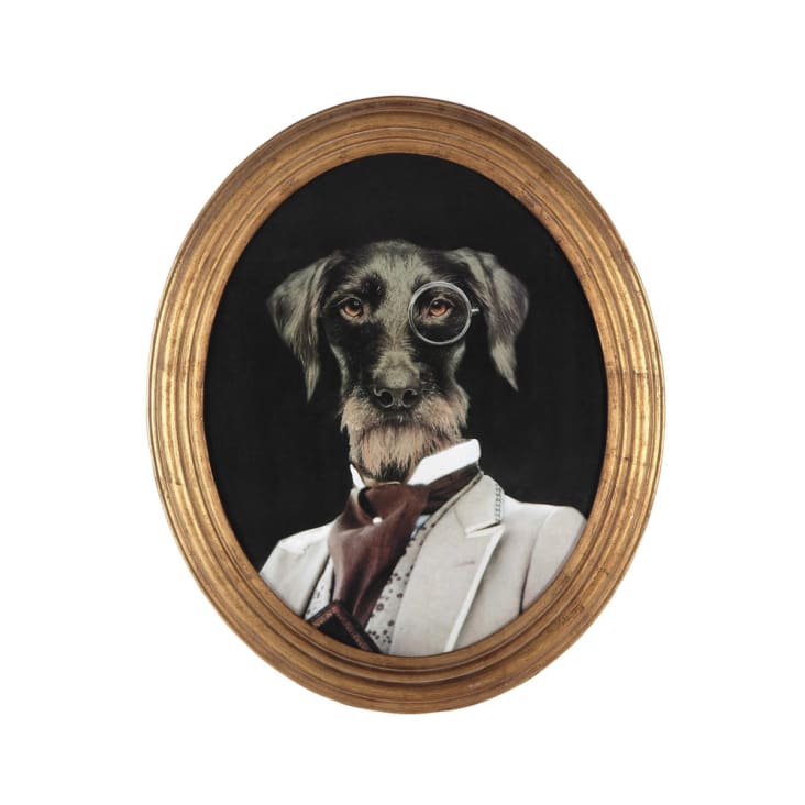 Maisons du Monde Oscar - Cuadro ovalado de perro 53x64