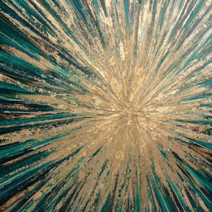 Maisons du Monde Lienzo pintado en verde y dorado 70x70 En línea