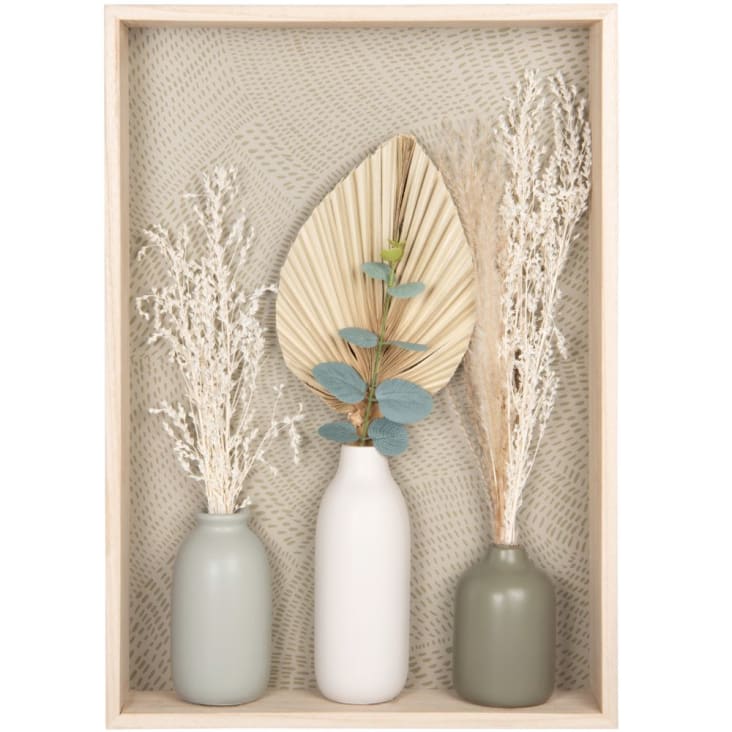 Maisons du Monde Cuadro con jarrones y flores secas color crudo beige gris y verde 35x50 cm Outlet