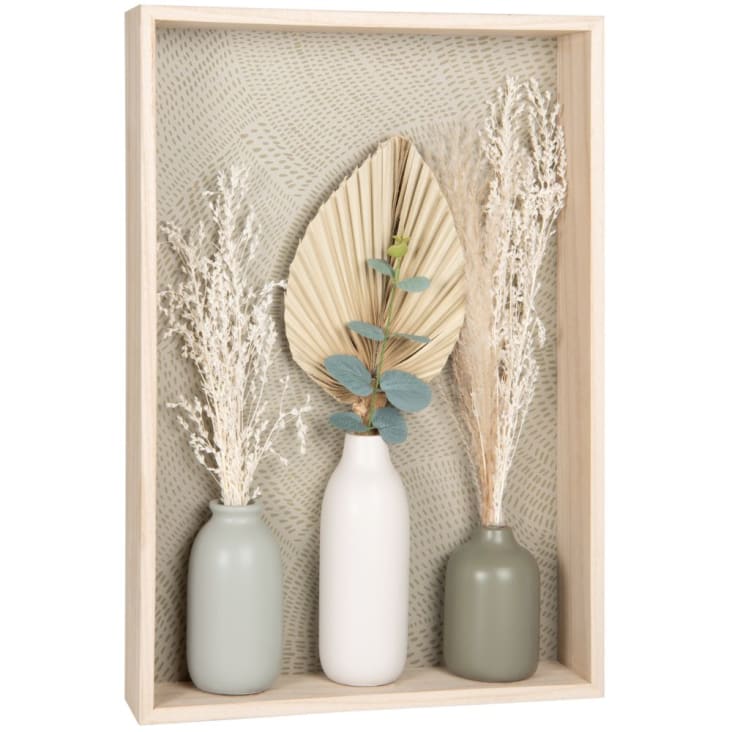 Maisons du Monde Cuadro con jarrones y flores secas color crudo beige gris y verde 35x50 cm Outlet
